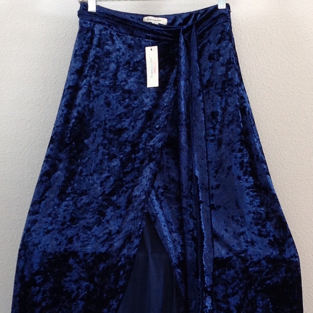 New Blue Floor Length Velvet Skirt